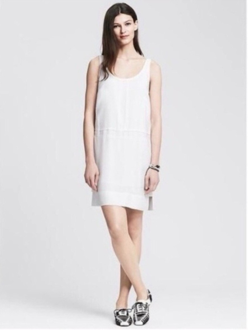 Banana Republic White Ivory Solid Panel Shift Dress NWT 6